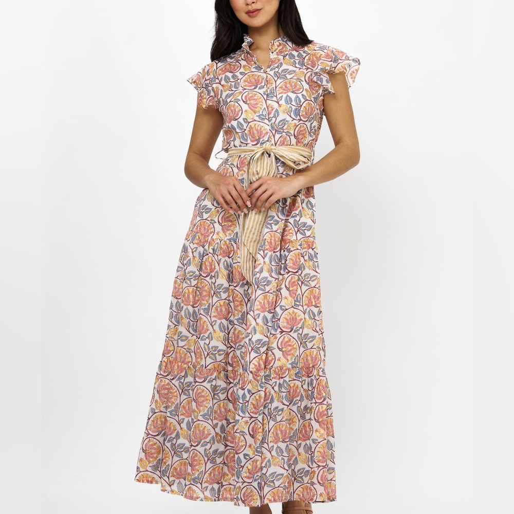 OLIPANT RUFFLE COLLAR BUTTON MAXI- MONTENEGRO COR… - image 1